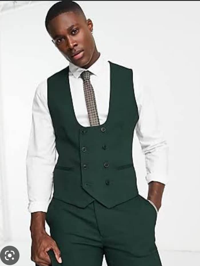 Men's Overlapped Waistcoat - Green