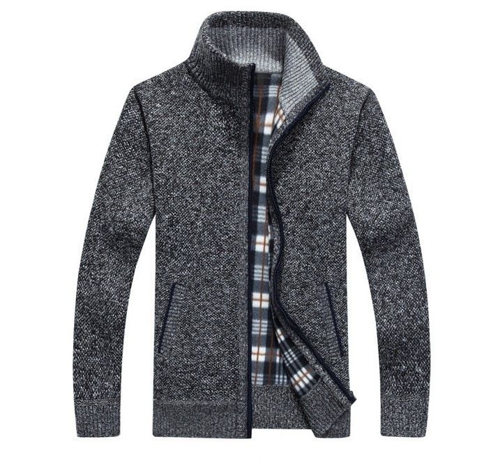 2022 Autumn Men's Sweater Coat Faux Fur Wool Sweater Jackets Men Zipper Knitted