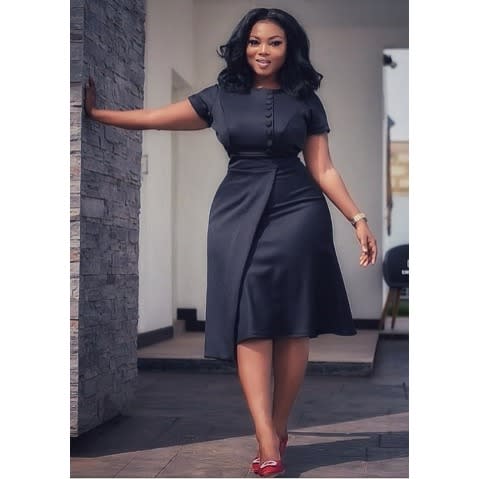 Navy Blue Wrap Midi Dress