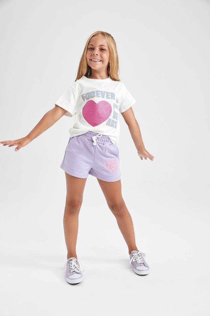 Girl - Short Knitted Bottom Short - Purple