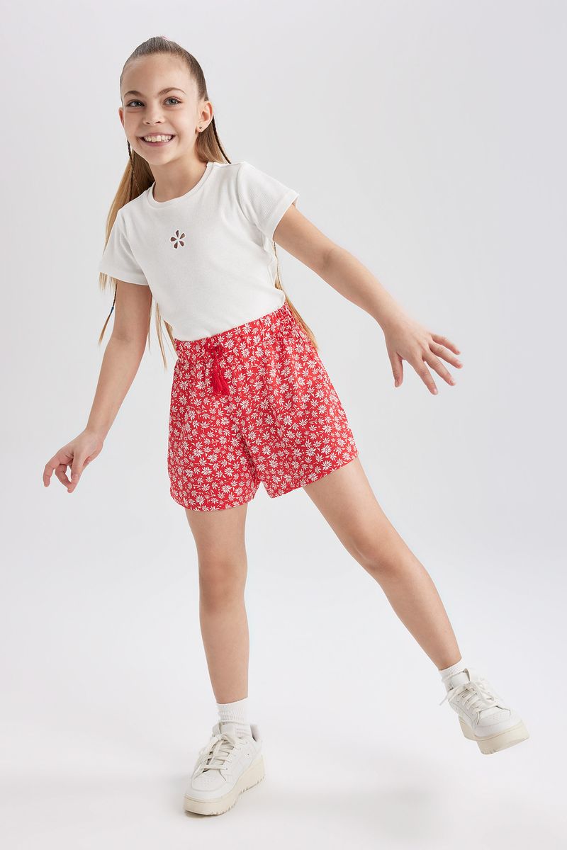 Girl Casual Woven Short - Red