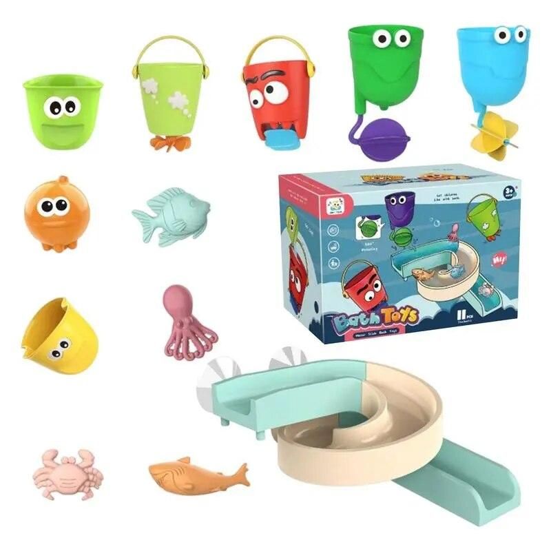 Baby Bath Toys Bathtub Slide Toys For Kids Shower Bathtub Toys Bath Time Toy Track Shower Water Slide Birthday Gifts For Boys