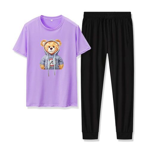 Ladies/women 2pcs Set Of Sexy Night Wear Trouser - Purple