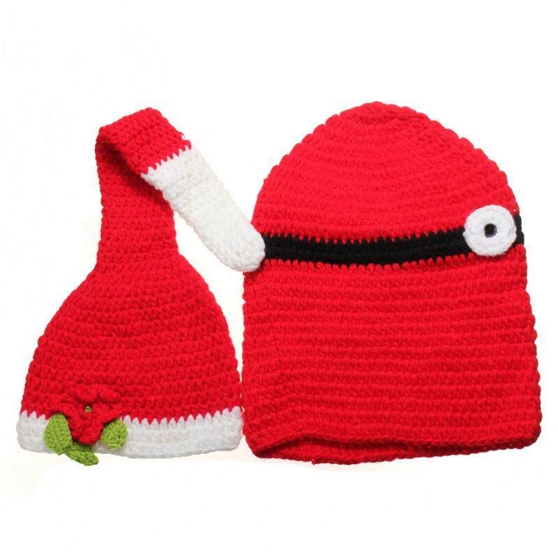 Newborn Christmas Baby Crochet Knit Costume Photography Photo Props Clothes Set HAT   Pants