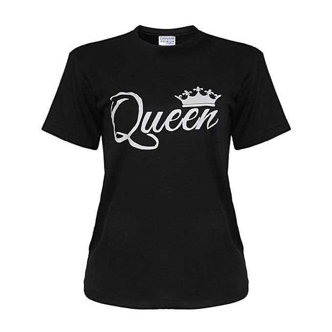 Couple Queen Printed T Shirt- Black