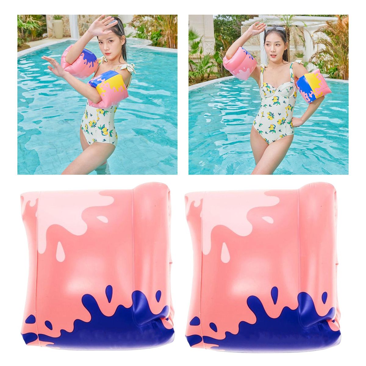 Swim Arm Bands Pool Swimming Arm Float Rings For Children Pink Round