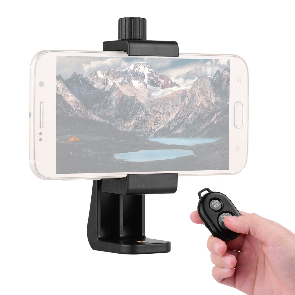 Adjustable Phone Clip ＋ BT Remote Shutter Set Tripod Mount
