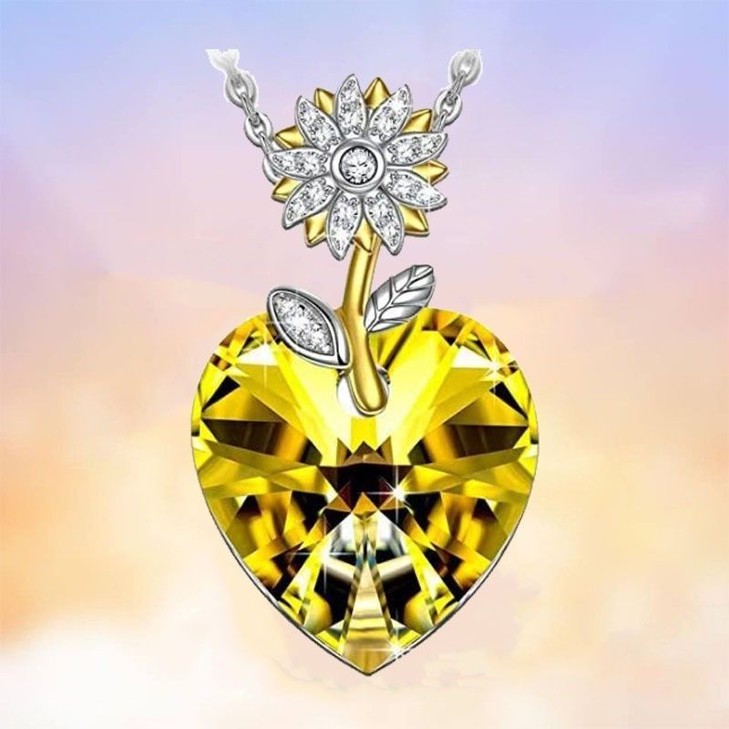Jewelry Necklace Sunflower Golden Charm Cheap Crystal Jewelry Accessorie
