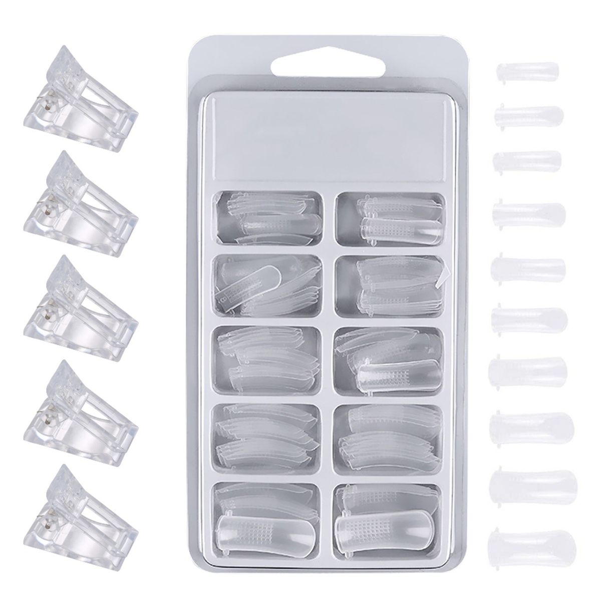 Nail Extension Set 100pcs Crystal Fake Nails 5pcs Extension