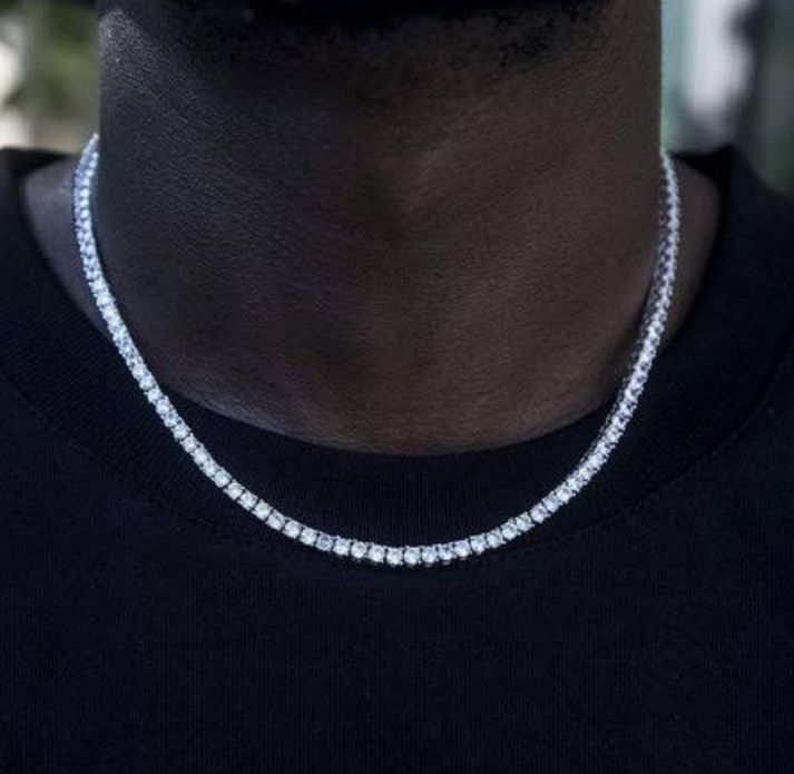 Silver Stoned Tennis Chain Necklace