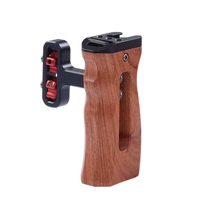 Side Wood Handle Grip For DV Video Cage Rig W/Cold Shoe 1/4” Black