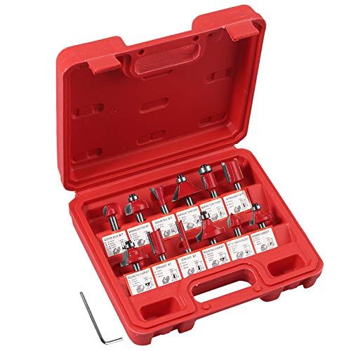 AMTOVL Router Bit Set 12PCS Tungsten Carbide Tipped Router B