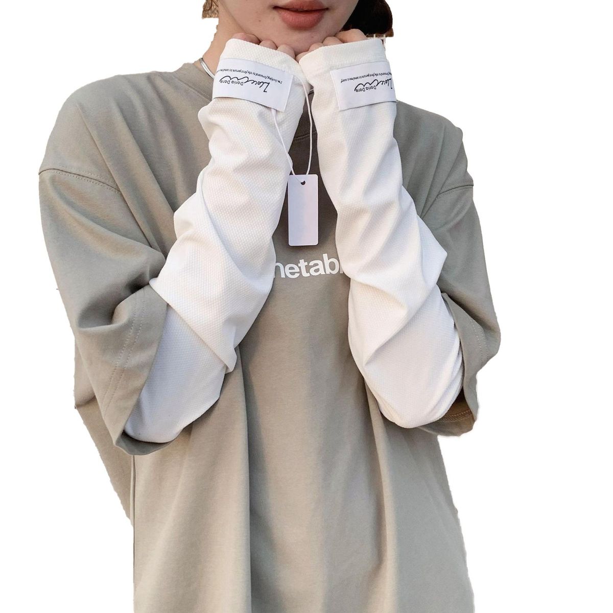 2Pcs Sleeve Wrap Thumb Hole Sunshade Sleeve Wrap White