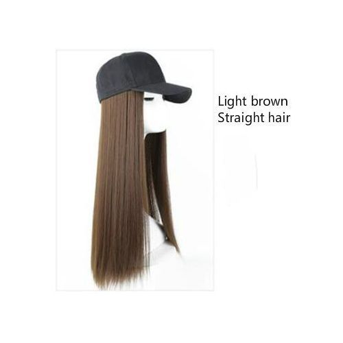 Synthetic Baseball Cap Wig Natural Brown Straight Wigs