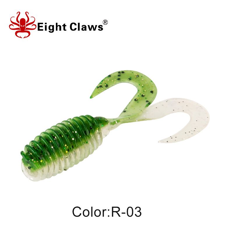 70mm Soft Bait Double Worm EIGHT 3.6g Grub CLAWS Tail Curl