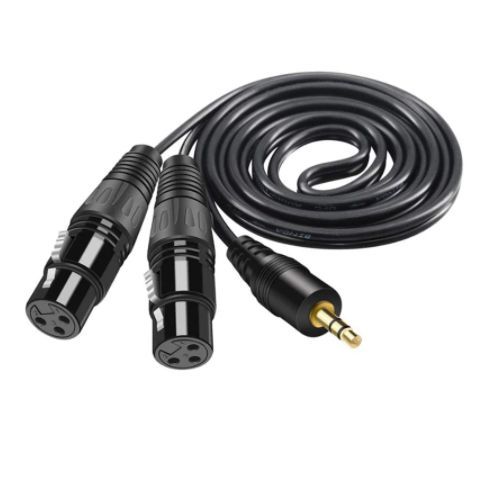 3.5mm Stereo Jack Male Female To Dual XLR Male OFC Aux Audio Cable Shielded For Speakers Mixer 1.5m