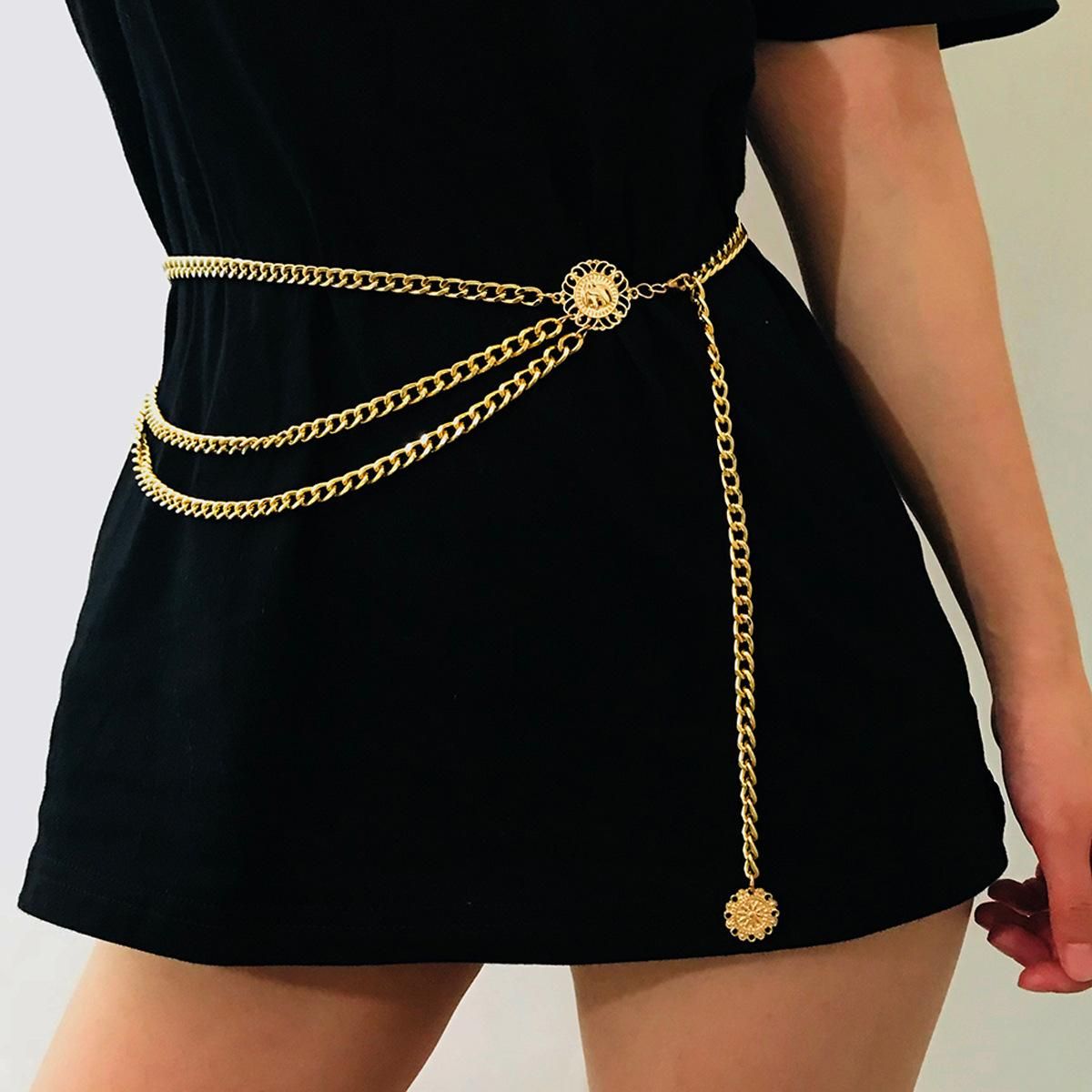 Queen Head Portrait Retro Multi-layer Corset Chain
