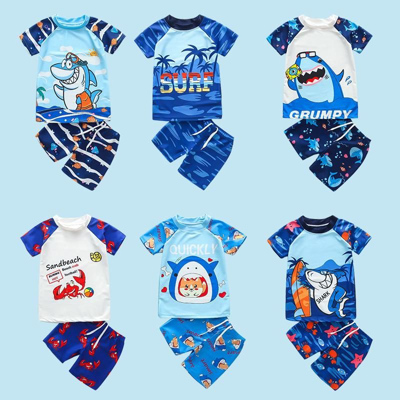 Children's Split Swimsuit Set Cartoon Cute 3-9 Years Old Two-Piece for Boys Water Park Swimsuit Elastic and Comfortable