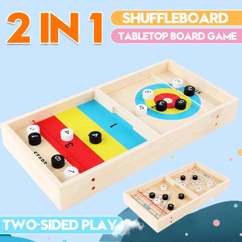 12 PCS 2 IN 1 2-Player Shuffleboard And Curling Tabletop Board Game Set For Children's Educational Toys
