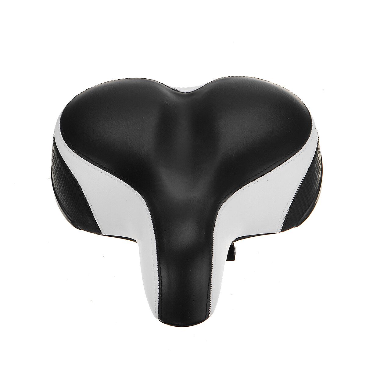 Bicycle Saddle Double-Spring Comfort Wide Big Pad Reflective Seat White