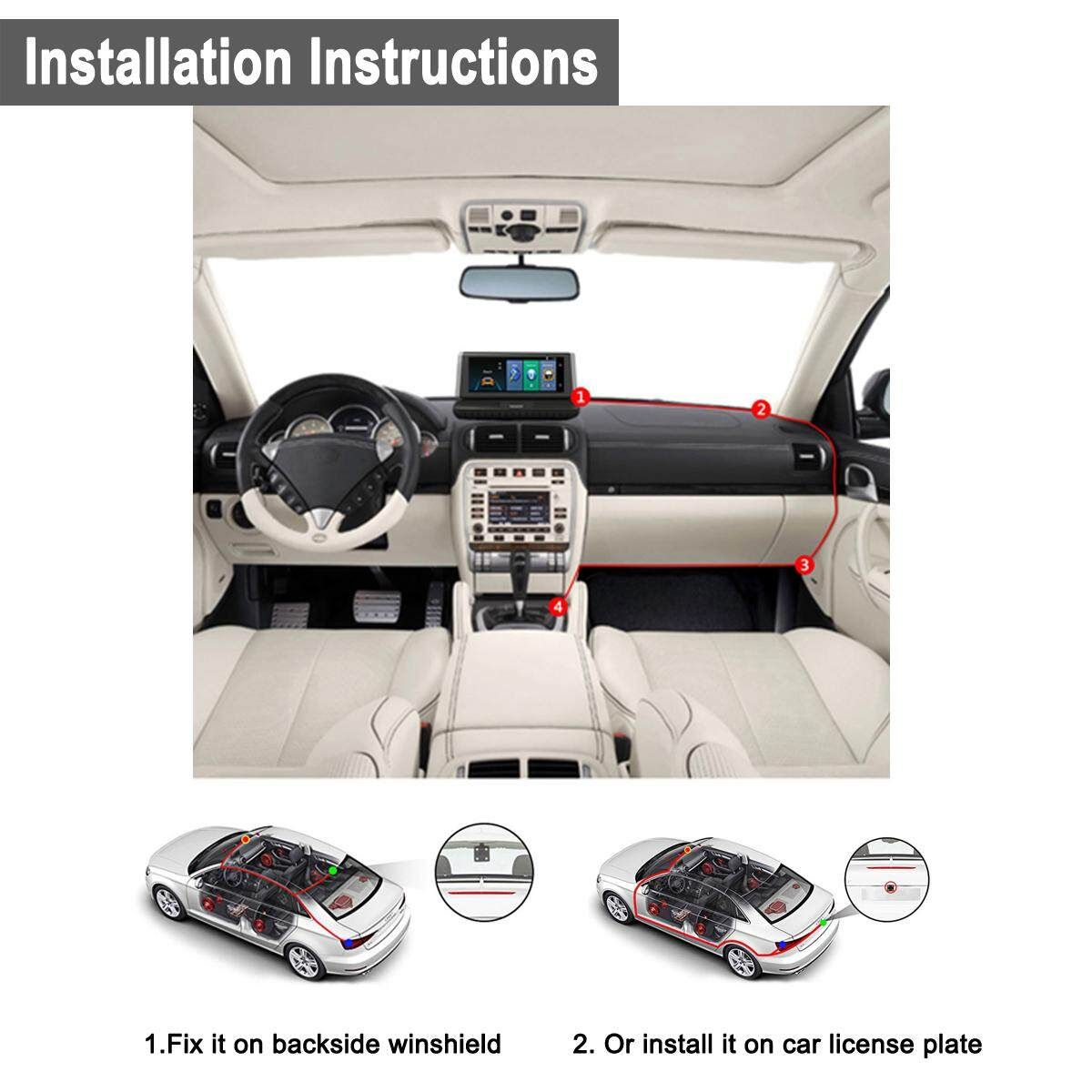 8'' 4G HD 1080P Dual Lens Auto Kamera Navigation DVR Recorder Wifi GPS Dashcam