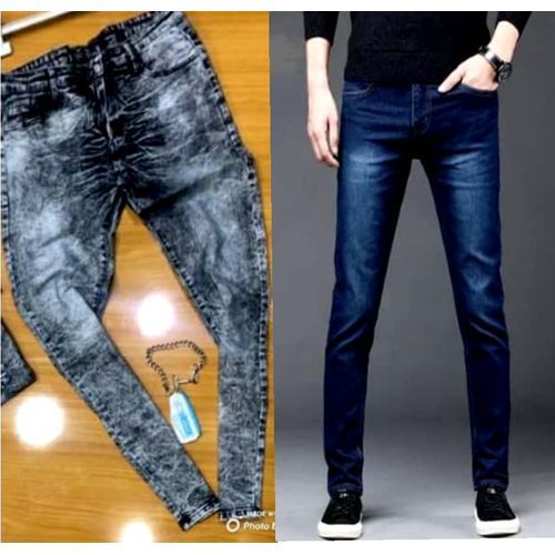 2 In 1 Quality Smart STOCK Jeans For Men-wash Blue+ash