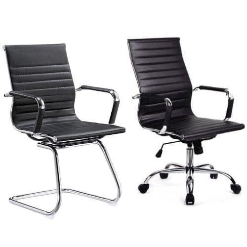 Executive Office Leather Chair + Executive Visitor Leather Chair - Black