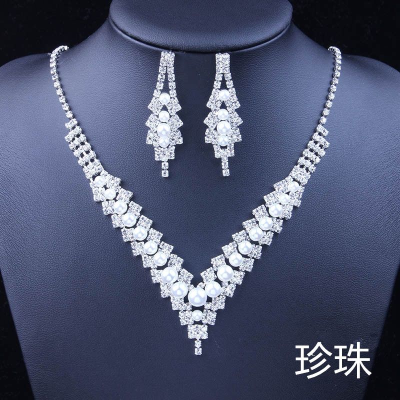 Rhinestone/Crystal Drop Necklace & Earring Jewelry Set