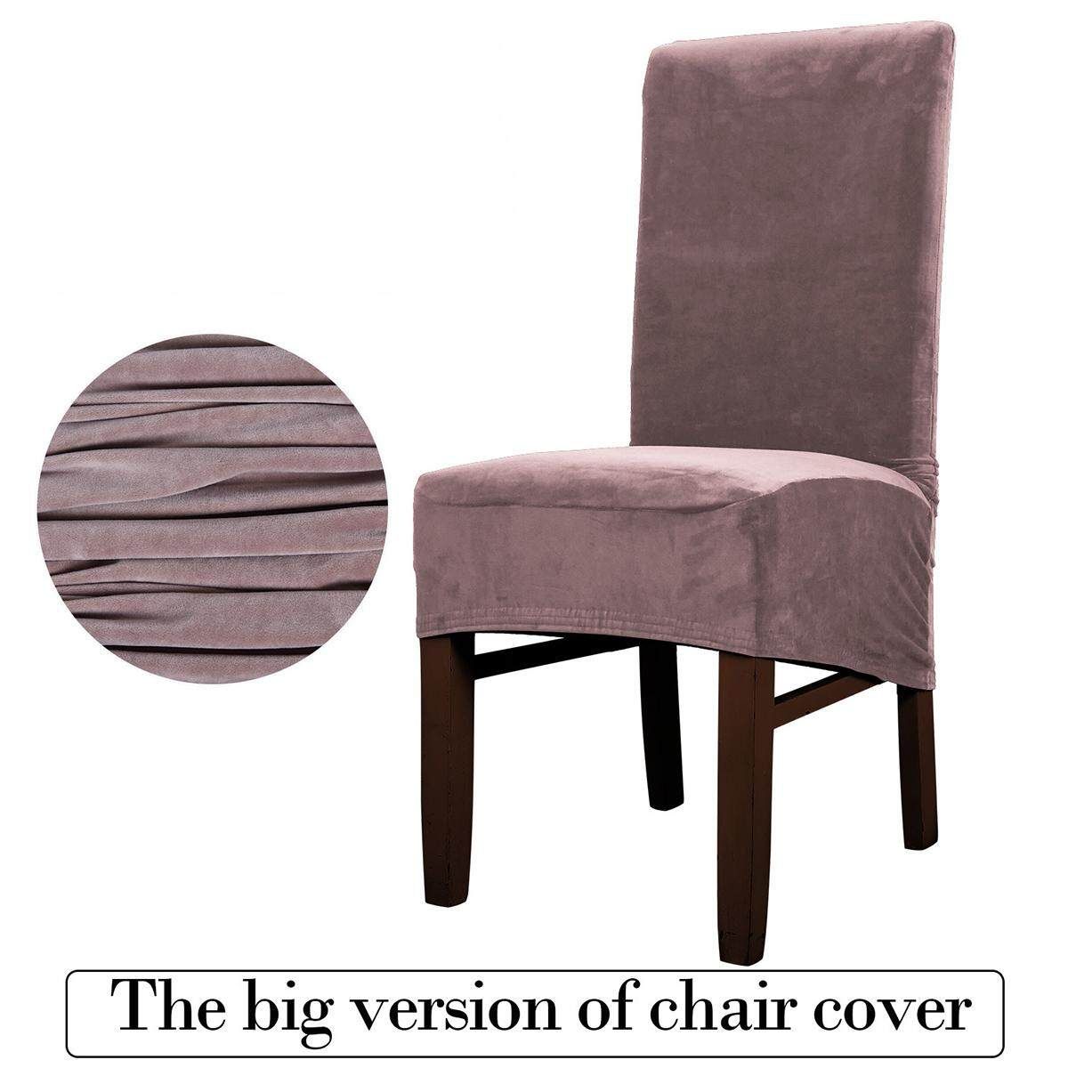 1/4Pcs Stretch Dining Chair Cover Seat Slipcover Plush Protector For Banquet Restaurant Wedding Khaki