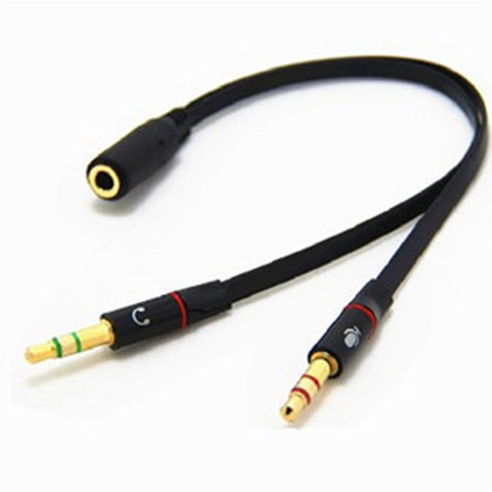 3.5mm Stereo Audio Female To 2 Male Headset Microphone Y-