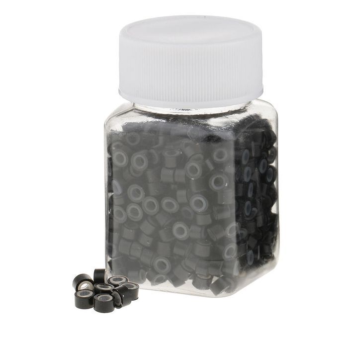 Lot Of 500 Pcs Silicone Hair Extension Loops Micro Color Ring Black