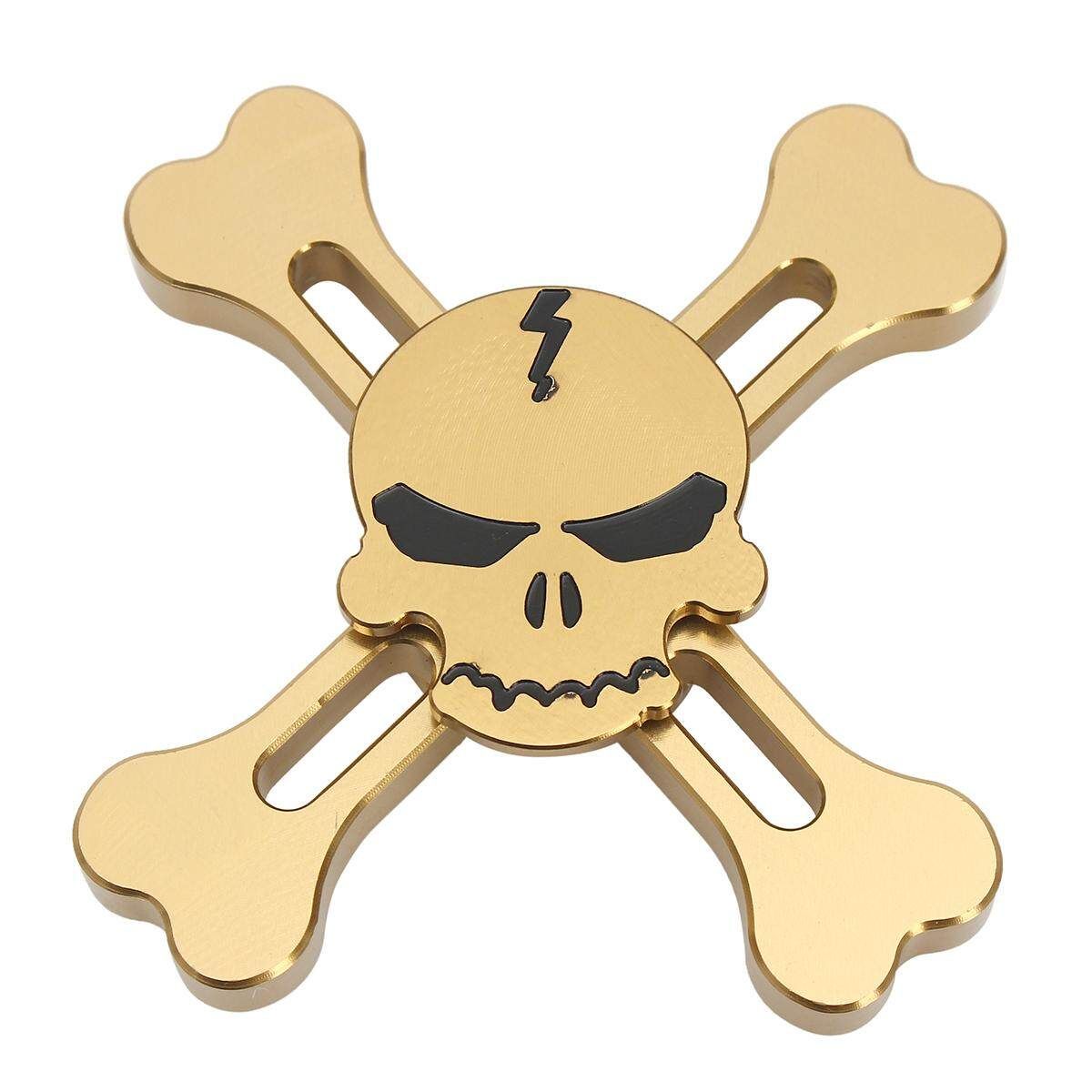 Cool 3D Skull Tri Fidget Hand Finger Spinner Desk Focus EDC ADHD Autism Toy Gold