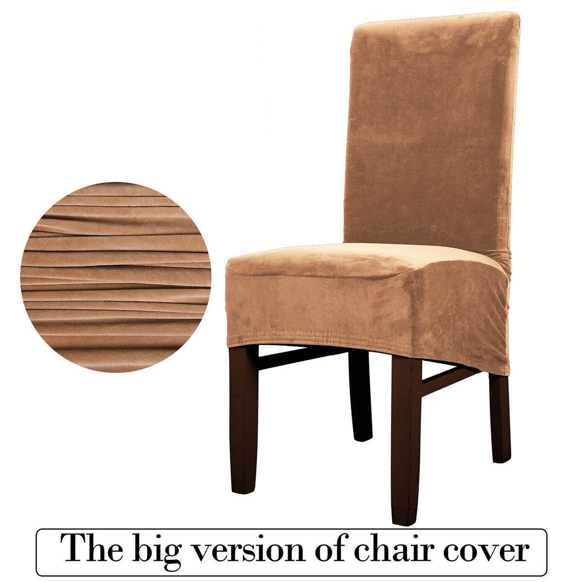 1/4Pcs Stretch Dining Chair Cover Seat Slipcover Plush Protector For Banquet Restaurant Wedding Camel