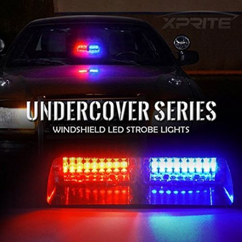 Car 16 LED Red/Blue Amber/White Signal Viper S2 Police Strobe Flash Light Dash Emergency Flashing Windshield Warning Light 12v