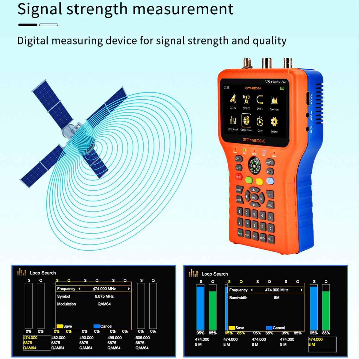 Finder Pro TV Signal Finder Meter -S/S2/S2X/T/T2/C