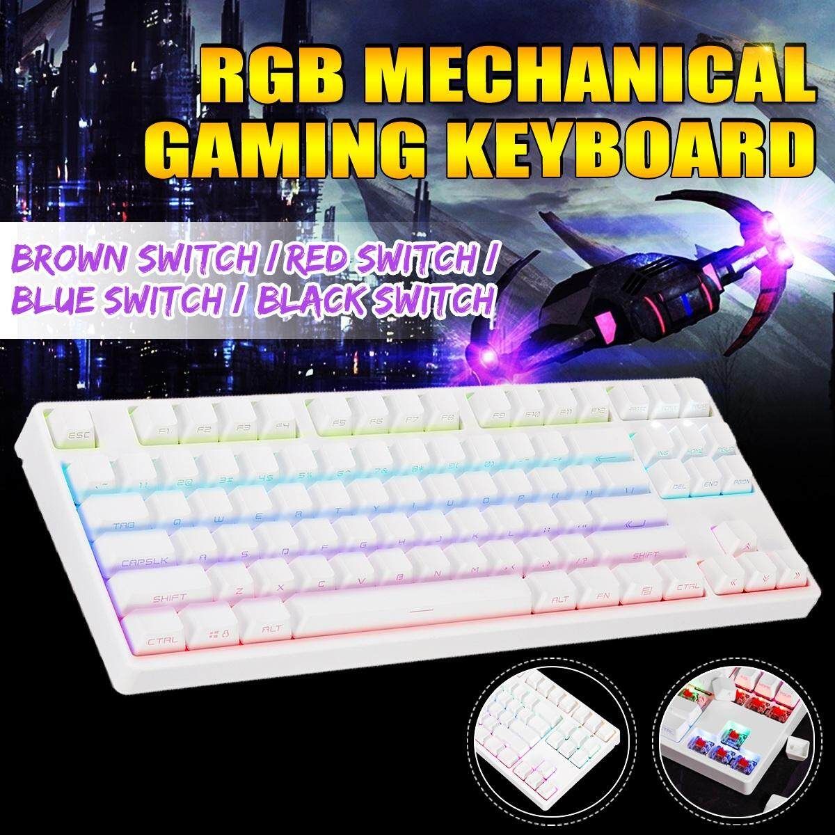 JAGOR PLUS2 87 Key NKRO USB Wired RGB Backlit Gateron Switch PBT Double Shot Keycaps Mechanical Gaming Keyboard-Brown/Red/Blue/Black Switch Tea Shaft