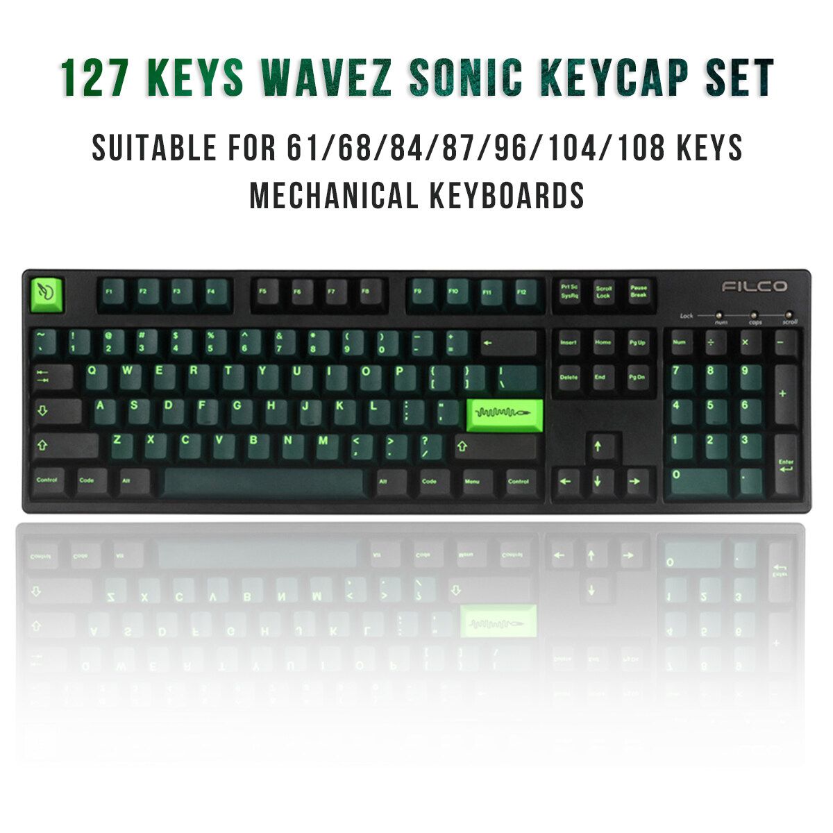 127 Keys Wavez Sonic Keycap Set Cherry Profile PBT Sublimation Keycaps For Mechanical Keyboard