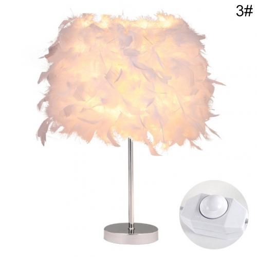 LED Night Romantic Feather Lampshade LED Lights Table Lamp