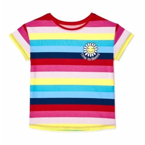 365 Kids Girls Multi Stripe Sleeve T-shirt