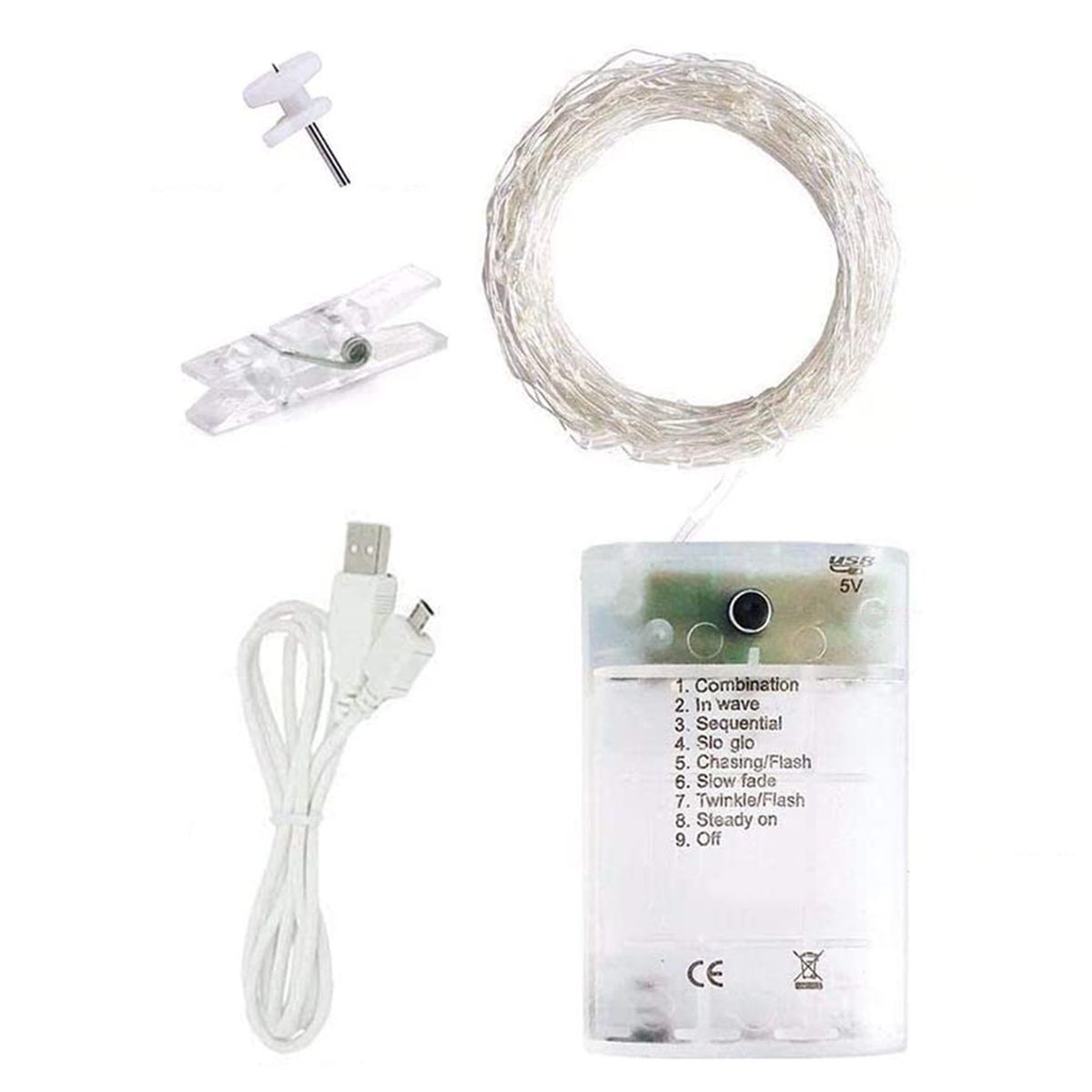 10M 100 Lamp Beads 8 Modes Warm White Fairy String Light