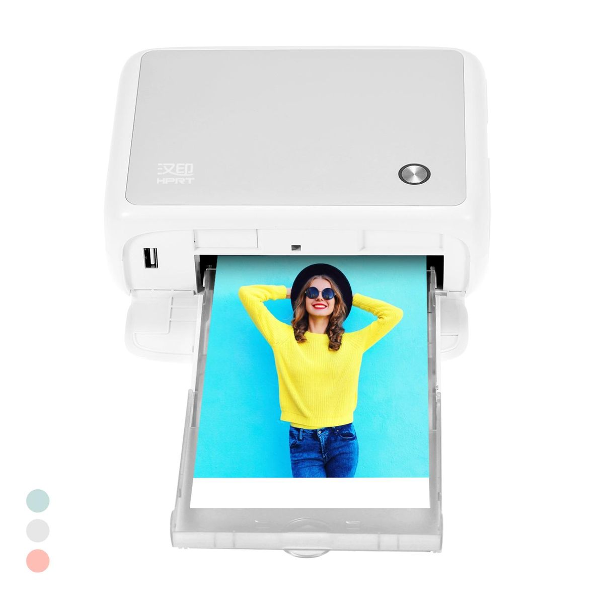 HPRT CP4000L Portable Full Color Photo Printer Mini Househeld Thermal Sublimation Printer 4x6 Inch 300dpi AR Printing WiFi Connection Automatic Lamination with 1pc Color Ink Cartridge & 54 Sheets Photo Paper Compatible with W