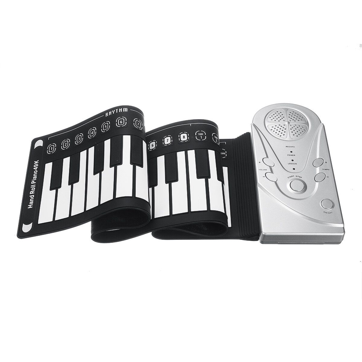49 Keys Roll Up Electric Keyboard Piano Built-in Speaker Kids Music Learning Silver