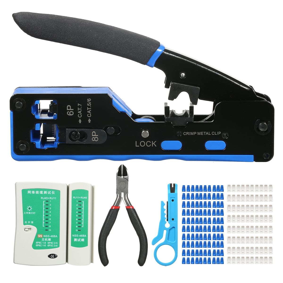 RJ45 Crimp Tool Kit All In One Pass Through Crimping Tool