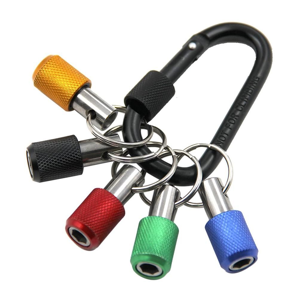 14 inch Hex- Screwdriver Bits Holder Practical Extension Bar Drill Screw Adapter Quick Release Carabiner Keychain