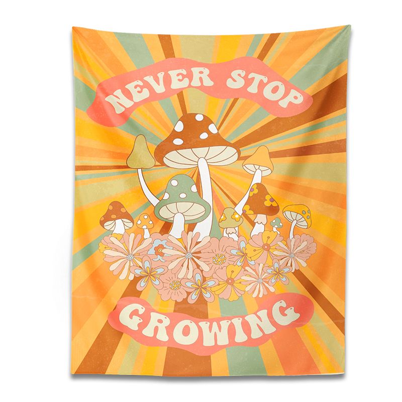 Mushroom Vintage Tapestry Never Stop Growing Wall Hanging