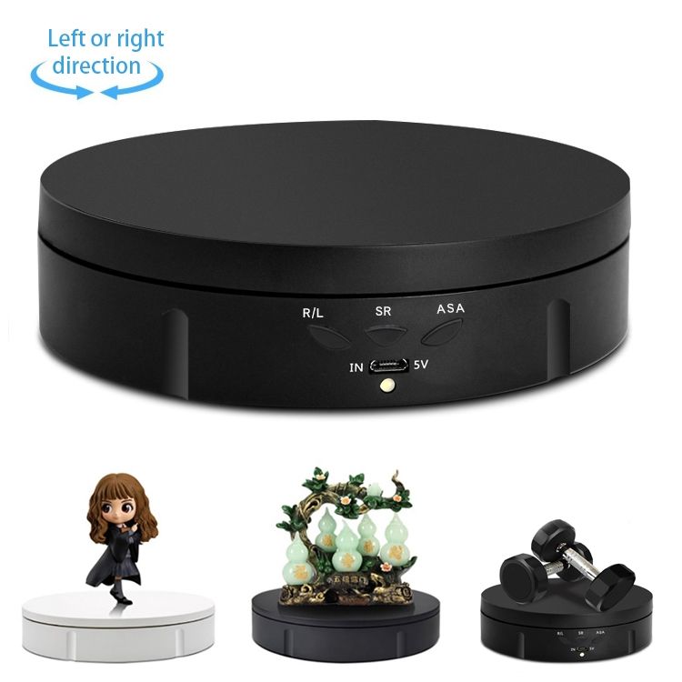 14.6cm USB Electric Rotating Turntable Display Stand Video Shooting Props Turntable For Photography, Load: 10kg(Black)