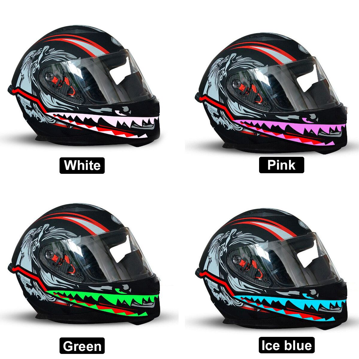 A Pair Of Motorcycle Shark Mouth Light Strip LED Night Signal Lights Luminous Bar Durable Flashing Stripe Blue
