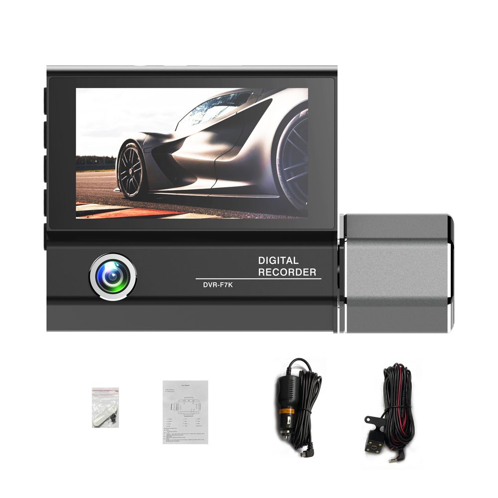 3 Cameras Dash Cam 4in Clear Car Rearview Mirror Car Video