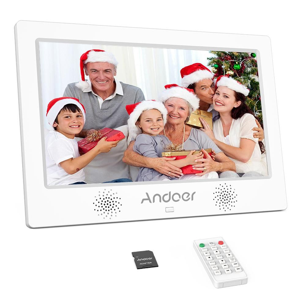 Andoer 10.1 Inch Digital Photo Picture Frame 1024*600 Resolution TFT-LED Screen Support Calendar/Clock/Alarm Clock/Photo/Music/Video with Remote Control 8GB Memory Card