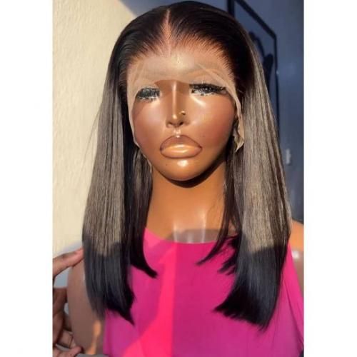 Mirror Bone Straight Bob Mid Part Full Frontal Wig 12